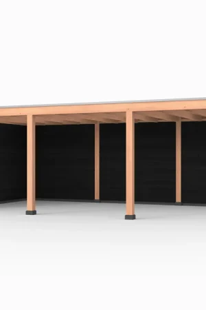 Actieprijs Douglas overkapping, 750 x 400, met achterwand en zijwand, Westwood Elegant zwart